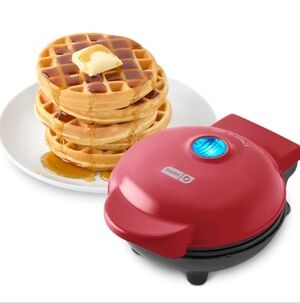 Dash Mini Waffle Maker Red Nonstick Compact Breakfast Maker